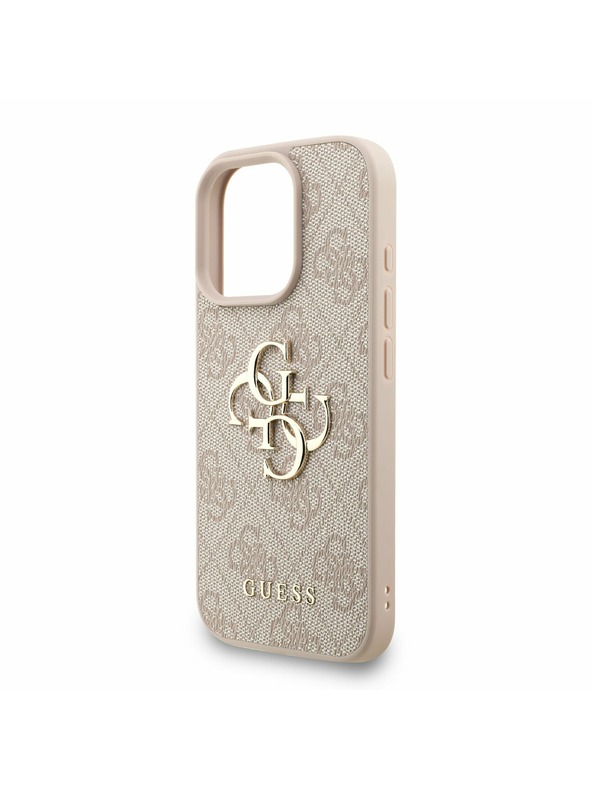Guess Guess PU 4G Metal Logo Szíjas Hátlap iPhone 16 Pro Max-hoz Rózsaszín