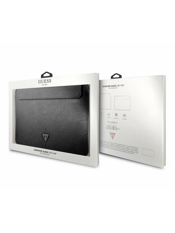 Guess Guess Saffiano Triangle Metal Logo Számítógép Tok 13/14" Fekete