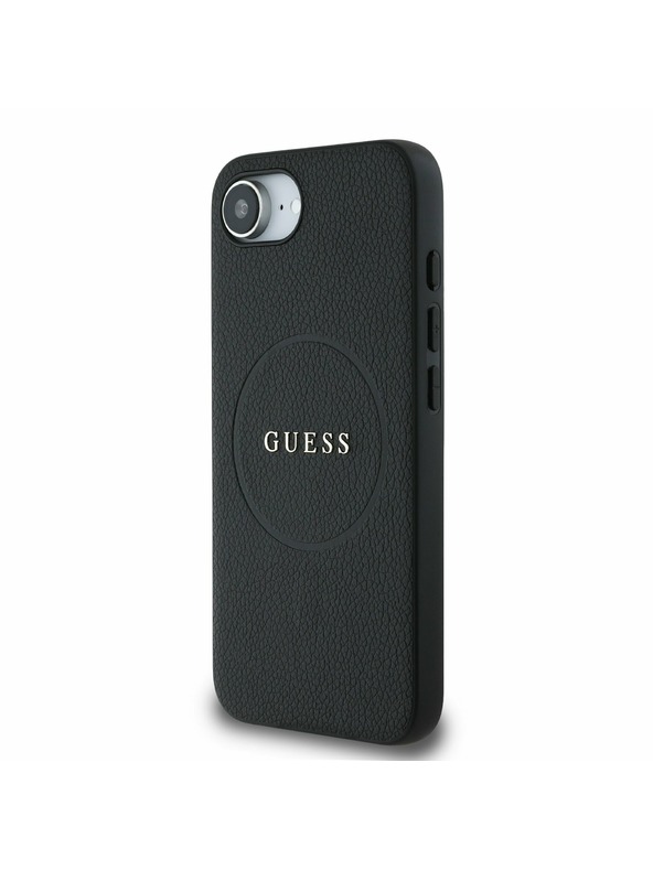 Guess Guess PU Érdes Klasszikus Logo MagSafe Hátlap iPhone 16e-hez Fekete