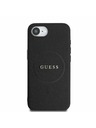 Guess Guess PU Érdes Klasszikus Logo MagSafe Hátlap iPhone 16e-hez Fekete