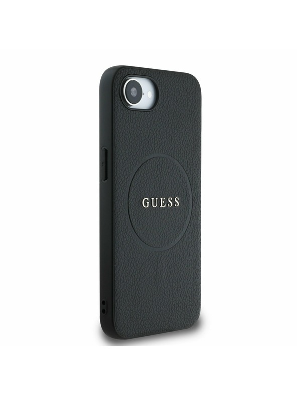 Guess Guess PU Érdes Klasszikus Logo MagSafe Hátlap iPhone 16e-hez Fekete