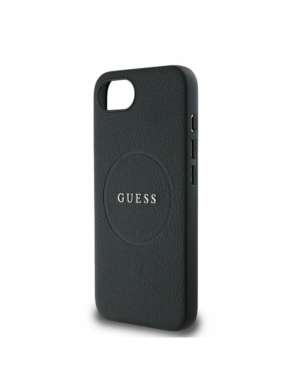 Guess Guess PU Érdes Klasszikus Logo MagSafe Hátlap iPhone 16e-hez Fekete