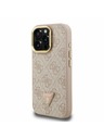 Guess Guess PU 4G Strass Háromszög Logo Stand Camera Frame MagSafe Hátlap iPhone 15 Pro-hoz Rózsaszín