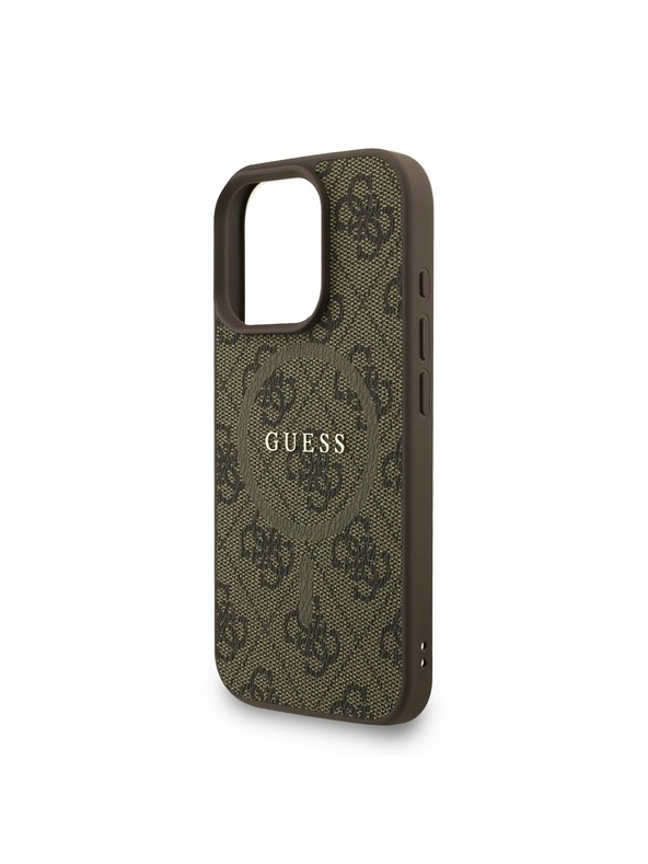 Guess Guess PU Bőr 4G Színes Gyűrű Szíj MagSafe Hátlap iPhone 16 Pro-hoz Barna