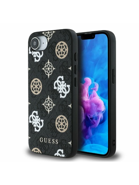Guess Guess PU 4G Bazsarózsa MagSafe Hátlap iPhone 16e-hez Fekete