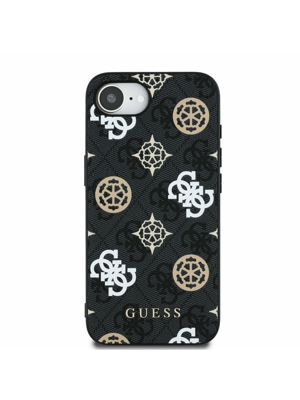 Guess Guess PU 4G Bazsarózsa MagSafe Hátlap iPhone 16e-hez Fekete