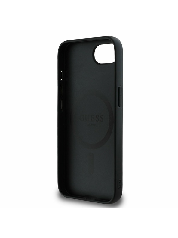 Guess Guess PU 4G Bazsarózsa MagSafe Hátlap iPhone 16e-hez Fekete