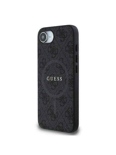 Guess Guess PU Bőr 4G Színes Gyűrű MagSafe Hátlap iPhone 16e-hez Fekete
