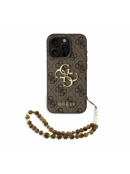 Guess Guess PU 4G Metal Logo Szíj Hátlap iPhone 15 Pro-hoz Barna