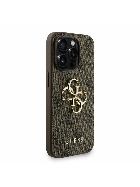 Guess Guess PU 4G Metal Logo Szíj Hátlap iPhone 15 Pro-hoz Barna