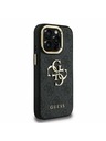 Guess Guess PU 4G Metal Logo Stand Camera Frame Hátlap iPhone 15 Pro-hoz Fekete