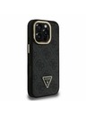 Guess Guess PU 4G Strass háromszög logó állvány kamera keret MagSafe hátlap iPhone 16 Pro Max Black