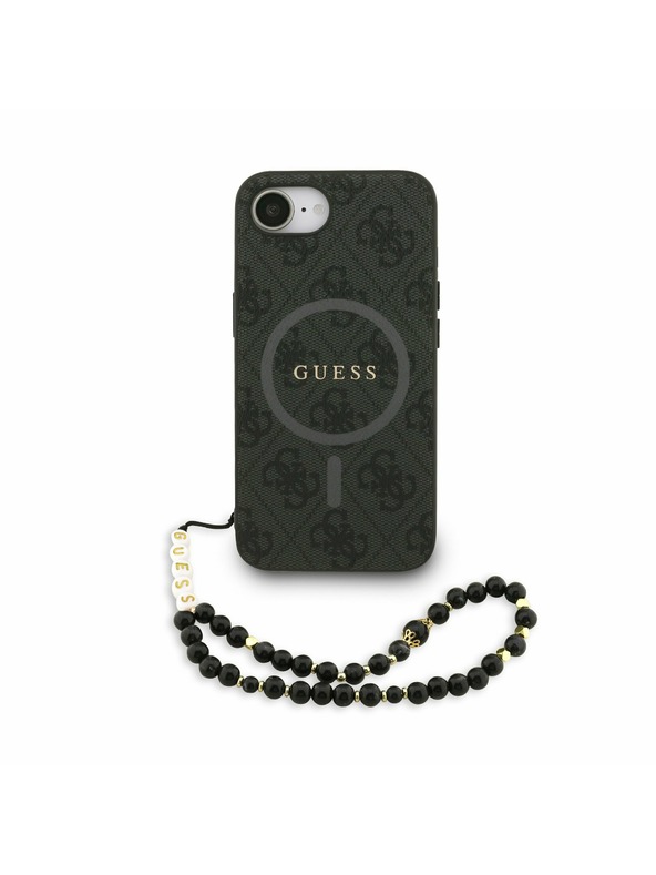 Guess Guess PU bőr 4G színes gyűrű szíj MagSafe hátlap iPhone 16e Black