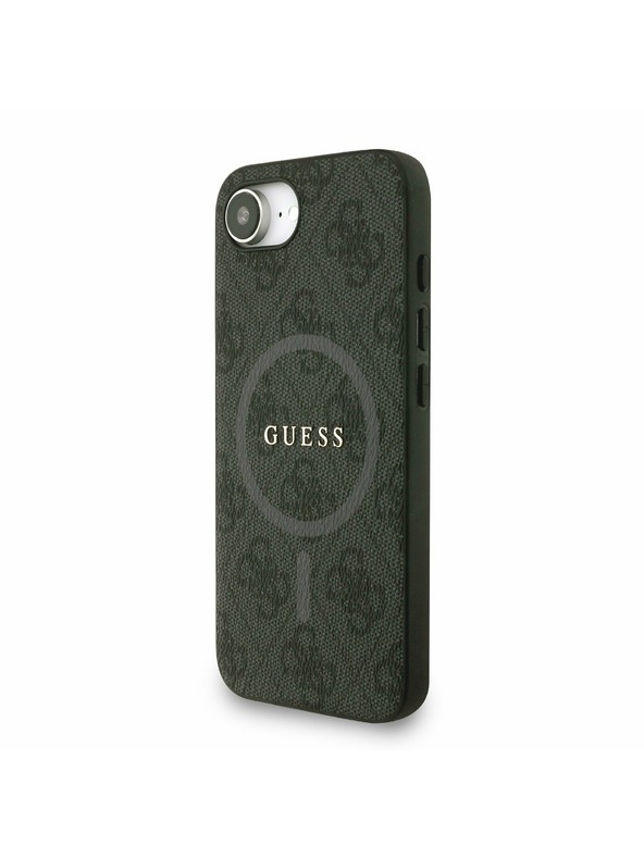 Guess Guess PU bőr 4G színes gyűrű szíj MagSafe hátlap iPhone 16e Black