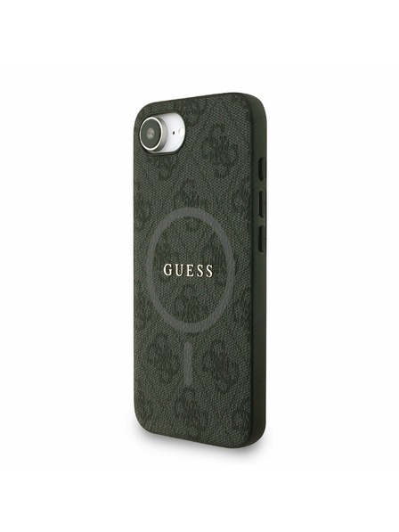 Guess Guess PU bőr 4G színes gyűrű szíj MagSafe hátlap iPhone 16e Black