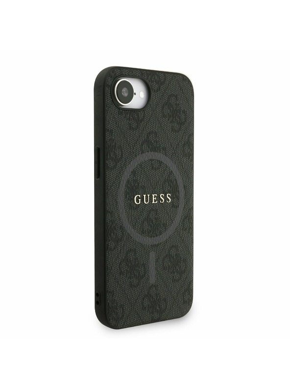 Guess Guess PU bőr 4G színes gyűrű szíj MagSafe hátlap iPhone 16e Black