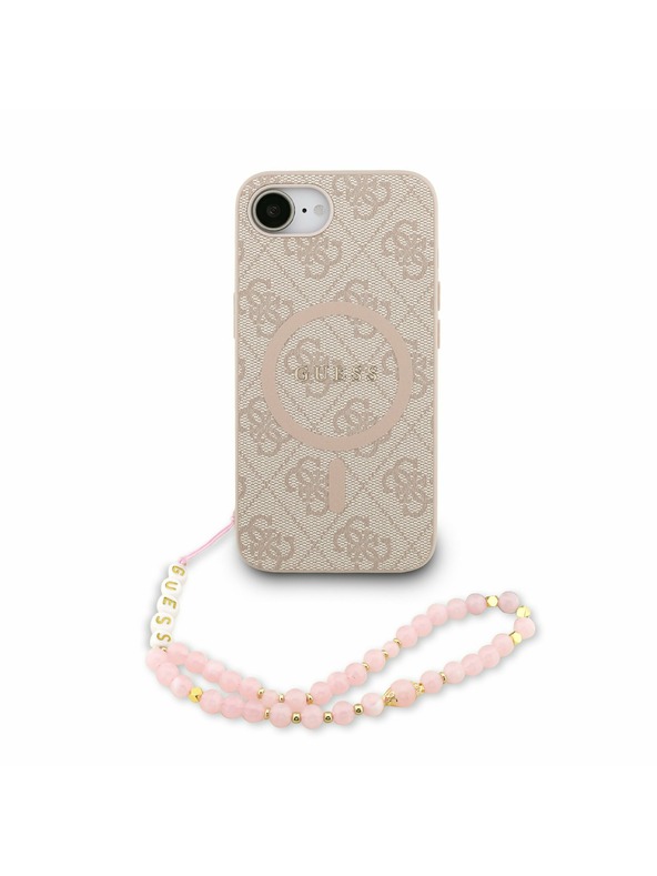 Guess Guess PU bőr 4G színes gyűrű szíj MagSafe hátlap iPhone 16e Pink