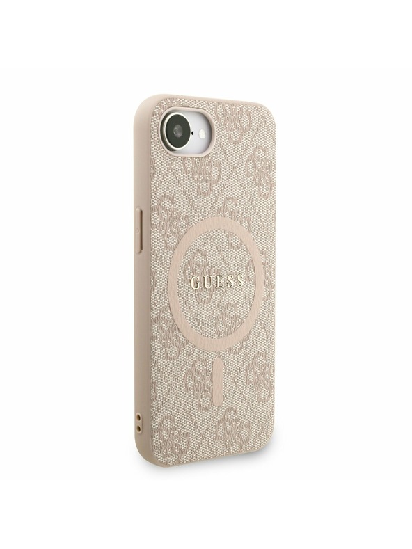 Guess Guess PU bőr 4G színes gyűrű szíj MagSafe hátlap iPhone 16e Pink