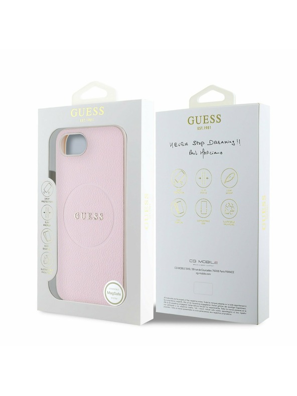 Guess Guess PU érdes klasszikus logó MagSafe hátlap iPhone 16e Pink