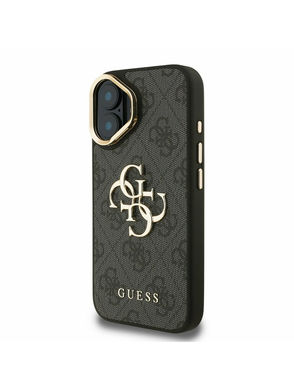 Guess Guess PU 4G fém logó állvány kamera keret hátlap iPhone 16 Black