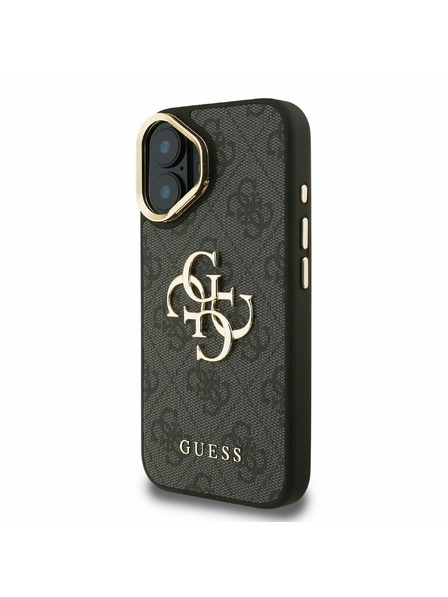Guess Guess PU 4G fém logó állvány kamera keret hátlap iPhone 16 Black