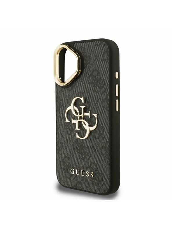 Guess Guess PU 4G fém logó állvány kamera keret hátlap iPhone 16 Black