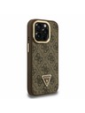 Guess Guess PU 4G Strass háromszög logó állvány kamera keret MagSafe hátlap iPhone 15 Pro Max Brown