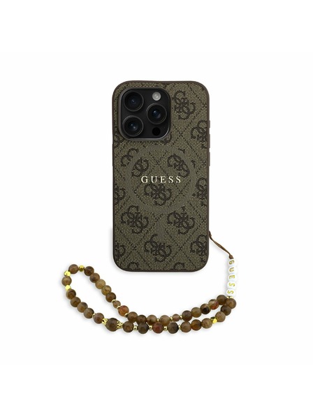 Guess Guess PU bőr 4G színes gyűrű szíj MagSafe hátlap iPhone 15 Pro Brown