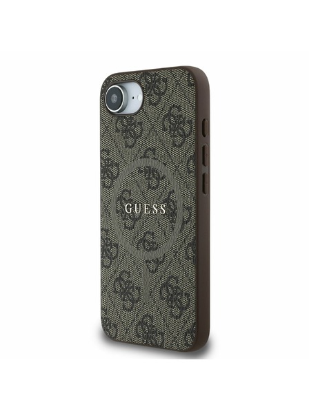 Guess Guess PU bőr 4G színes gyűrű MagSafe hátlap iPhone 16e Brown