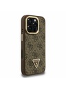 Guess Guess PU 4G Strass háromszög logó állvány kamera keret MagSafe hátlap iPhone 16 Pro Brown
