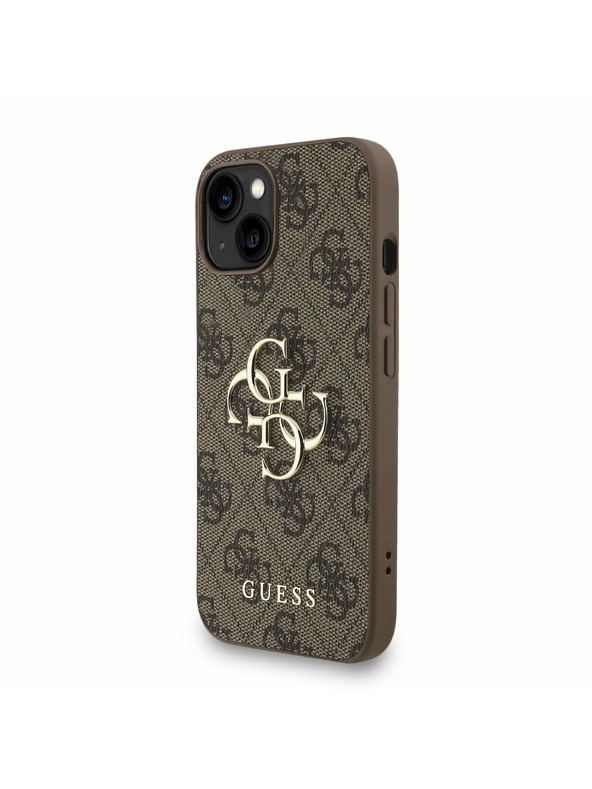 Guess Guess PU 4G fém logó szíj hátlap iPhone 15 Brown