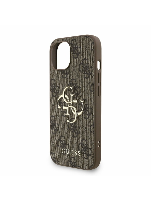 Guess Guess PU 4G fém logó szíj hátlap iPhone 15 Brown