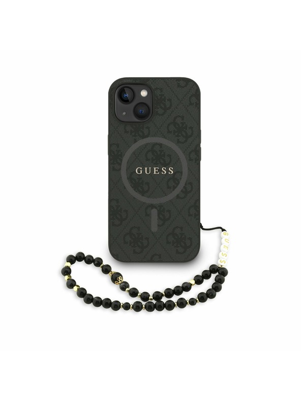 Guess Guess PU bőr 4G színes gyűrű szíj MagSafe hátlap iPhone 15 Black