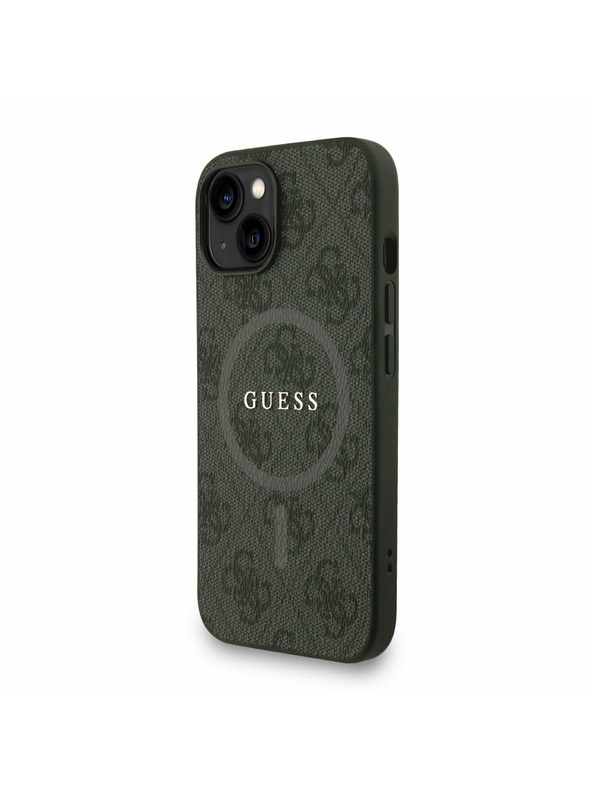 Guess Guess PU bőr 4G színes gyűrű szíj MagSafe hátlap iPhone 15 Black