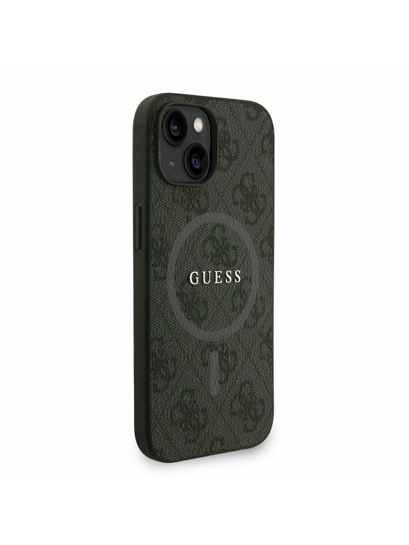 Guess Guess PU bőr 4G színes gyűrű szíj MagSafe hátlap iPhone 15 Black