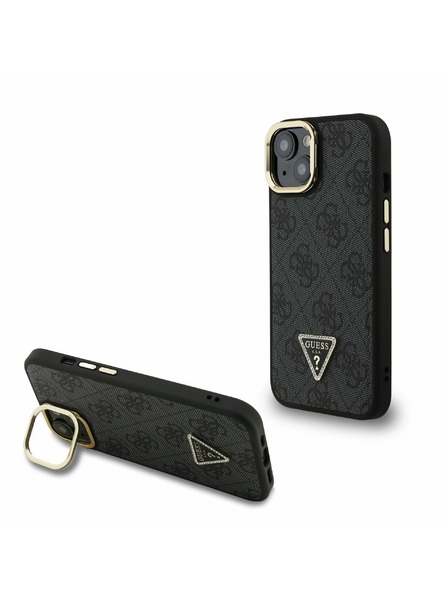 Guess Guess PU 4G Strass háromszög logó állvány kamera keret MagSafe hátlap iPhone 13 Black