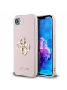 Guess Guess PU Szemcsés 4G Fém Logo Hátlap iPhone 16e-hez Rózsaszín