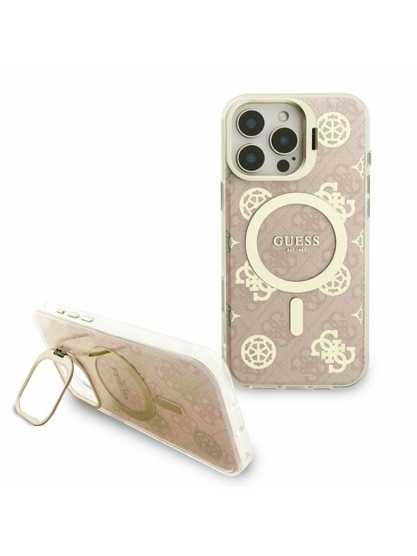 Guess Guess PC/TPU Krómozott Állvány Kamera Keret MagSafe Hátlap Cserélhető Hátlappal iPhone 16 Pro Max-hoz