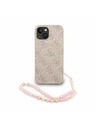 Guess Guess PU Bőr 4G Színes Gyűrű Pánt MagSafe Hátlap iPhone 15-höz Rózsaszín
