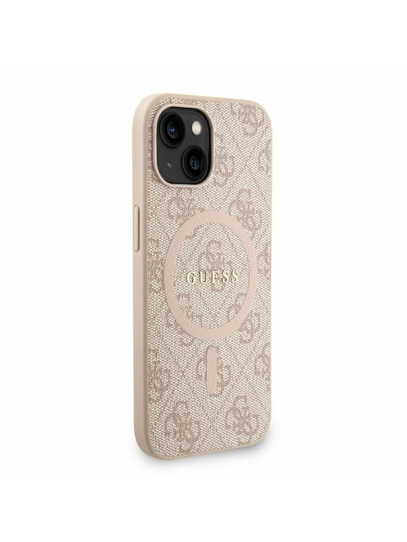 Guess Guess PU Bőr 4G Színes Gyűrű Pánt MagSafe Hátlap iPhone 15-höz Rózsaszín