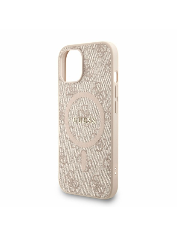 Guess Guess PU Bőr 4G Színes Gyűrű Pánt MagSafe Hátlap iPhone 15-höz Rózsaszín