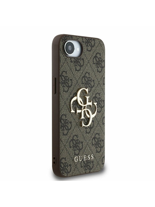 Guess Guess PU 4G Fém Logo Hátlap iPhone 16e-hez Barna
