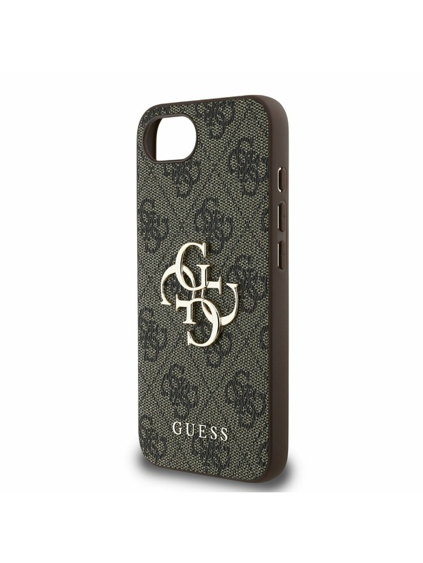 Guess Guess PU 4G Fém Logo Hátlap iPhone 16e-hez Barna