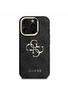 Guess Guess PU 4G Fém Logo Állvány Kamera Keret Hátlap iPhone 15 Pro Max-hoz Fekete