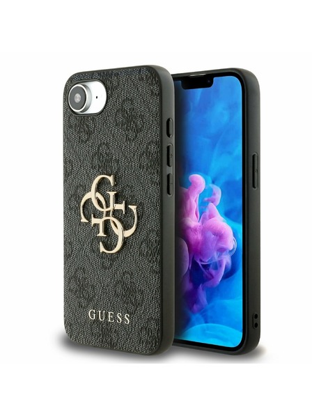 Guess Guess PU 4G Metal Logo Hátlap iPhone 16e-hez Szürke