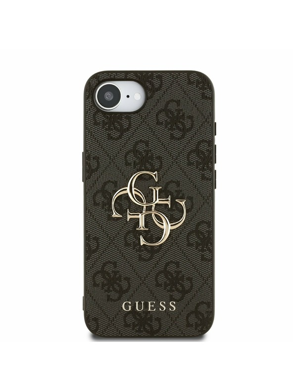 Guess Guess PU 4G Metal Logo Hátlap iPhone 16e-hez Szürke