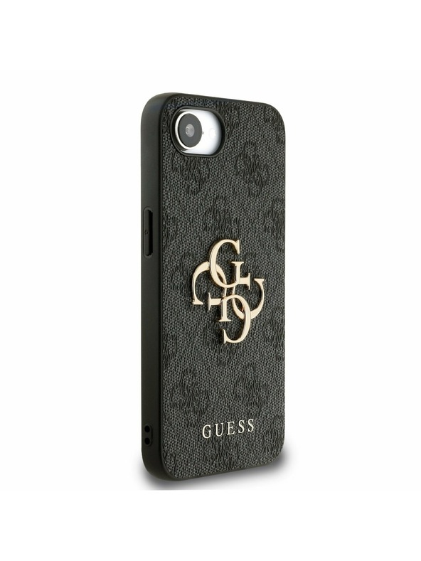 Guess Guess PU 4G Metal Logo Hátlap iPhone 16e-hez Szürke
