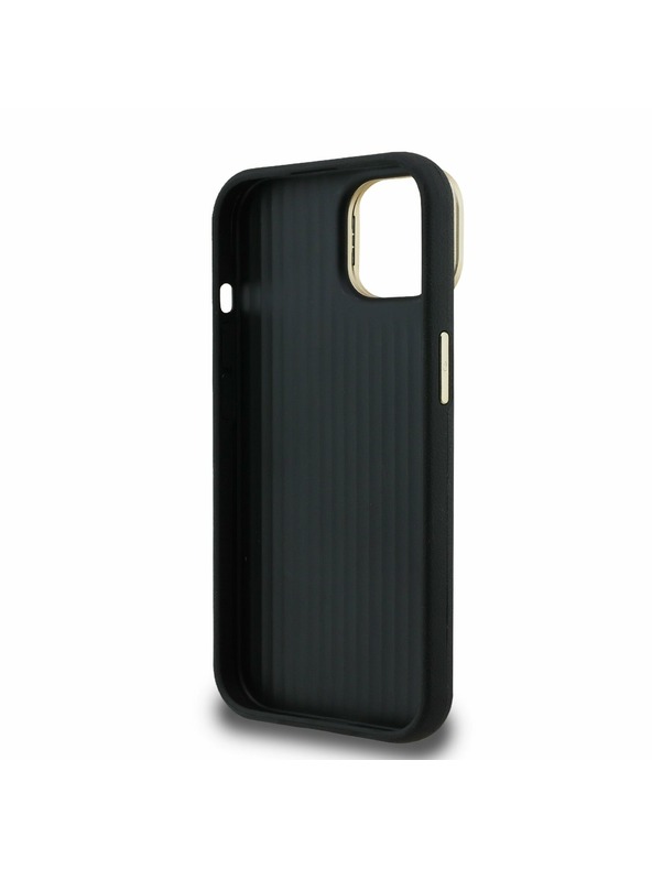Guess Guess PU Mintás 4G Logó Állvány Kamera Keret Hátlap iPhone 15 Black