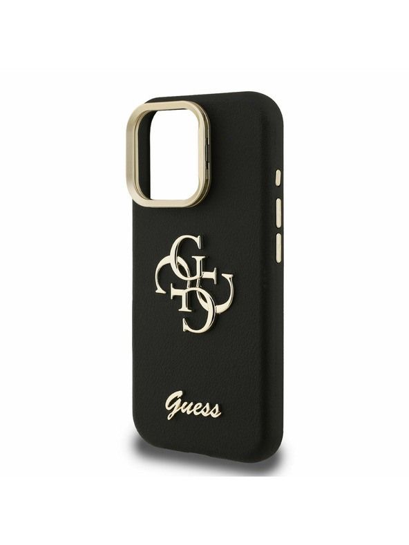 Guess Guess PU Mintás 4G Logó Állvány Kamera Keret Hátlap iPhone 16 Pro Black