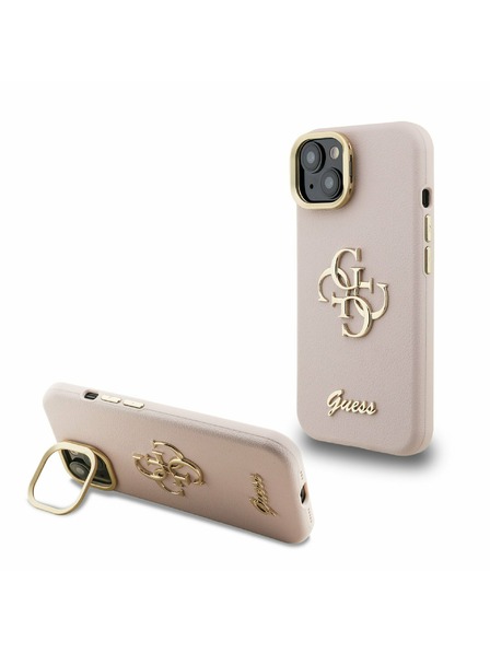 Guess Guess PU Mintás 4G Logó Állvány Kamera Keret Hátlap iPhone 15 Pink